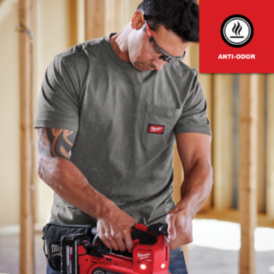 GRIDIRONTM Short Sleeve Pocket T-Shirt - 6 oz Cotton/Polyester, Gray, XL