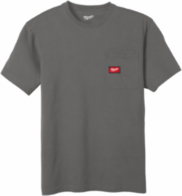 GRIDIRONTM Short Sleeve Pocket T-Shirt - 6 oz Cotton/Polyester, Gray, XL