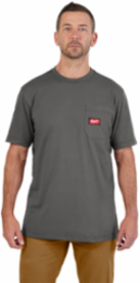 GRIDIRONTM Short Sleeve Pocket T-Shirt - 6 oz Cotton/Polyester, Gray, XL