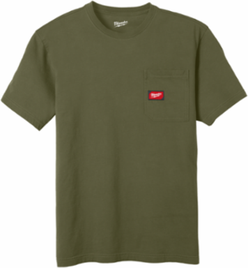 GRIDIRON™ Pocket T-Shirt - Short Sleeve, Green, 6 oz Cotton/Polyester Blend