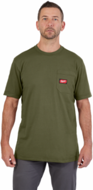 GRIDIRON™ Pocket T-Shirt - Short Sleeve, Green, 6 oz Cotton/Polyester Blend