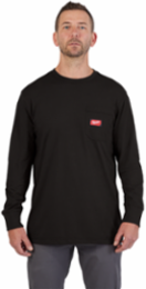 GRIDIRON Long Sleeve Pocket Tee Black 2X, 6 oz Cotton/Polyester Blend