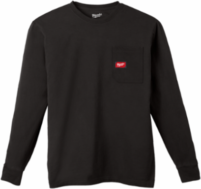 Gridiron Pocket Long Sleeve T-Shirt, Black XL, Heavy Duty Cotton/Polyester Blend