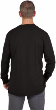 Gridiron Pocket Long Sleeve T-Shirt, Black XL, Heavy Duty Cotton/Polyester Blend
