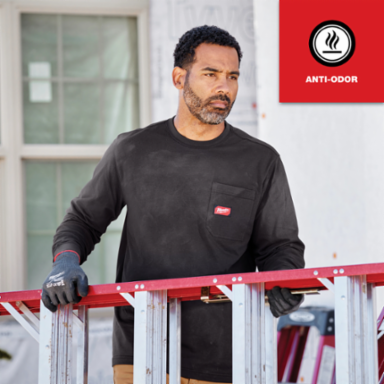 Gridiron Pocket Long Sleeve T-Shirt, Black XL, Heavy Duty Cotton/Polyester Blend