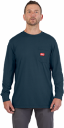 GRIDIRON™ Long Sleeve Pocket T-Shirt 2X Blue, 6 oz Cotton/Polyester Blend
