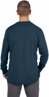GRIDIRON™ Long Sleeve Pocket T-Shirt, 6 oz Cotton/Polyester, Blue, Large