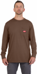 GRIDIRONTM Long Sleeve Pocket Tee 2X Brown, 6 oz Cotton/Polyester Blend