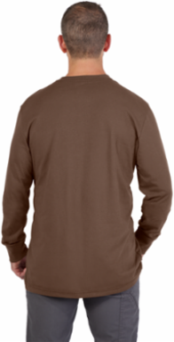 GRIDIRONTM Long Sleeve Pocket T-Shirt, Medium, 6 oz Cotton/Polyester Blend, Brown