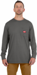 GRIDIRON Long Sleeve Pocket T-Shirt, Gray, 6 oz Cotton/Polyester, Men's Large