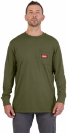 GRIDIRON™ Long Sleeve Pocket T-Shirt 3X Green, 6 oz Cotton/Polyester Blend