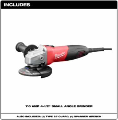 4-1/2 Inch Small Angle Grinder, 7.0 Amp, 750 MWO Motor, 3.5 lbs
