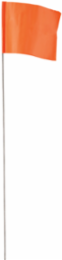 Glo Orange Flag Stakes 2.5 Inch x 3.5 Inch with 21 Inch Wire Stem, 100 Pack