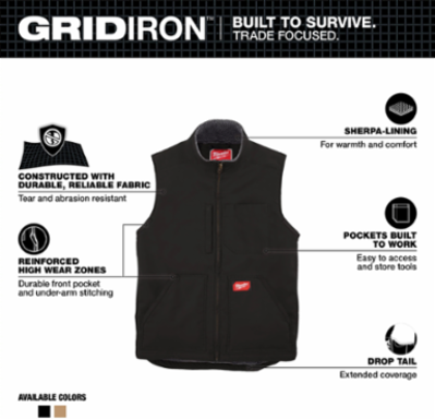 GRIDIRON™ Sherpa-Lined Vest - Black 2X