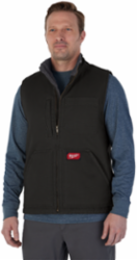GRIDIRONTM Sherpa-Lined Vest, Black, Size L, Durable Canvas, 5 Pockets