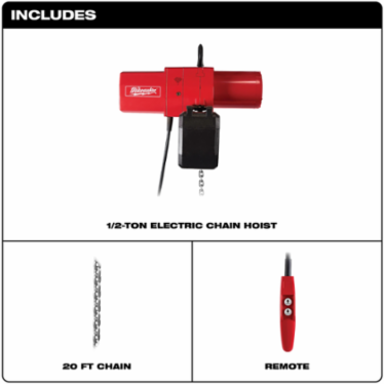 1/2 Ton Electric Chain Hoist, 20 Ft Lift Height, 1000 lbs Capacity
