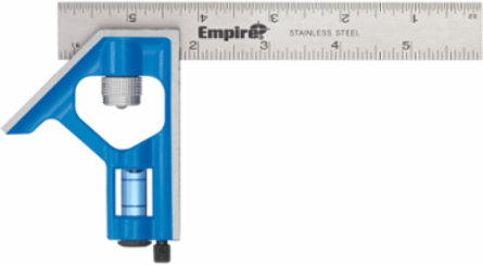 6 Inch True Blue Combination Square with Stainless Steel Blade and e-Band Vial