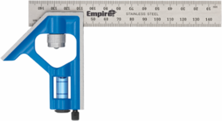 150 mm True Blue Combination Square, 6 Inch Stainless Steel Blade, Cast Zinc Head