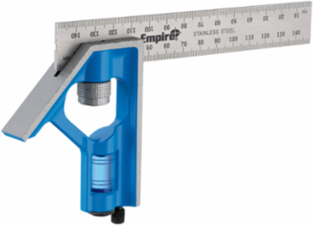 150 mm True Blue Combination Square, 6 Inch Stainless Steel Blade, Cast Zinc Head