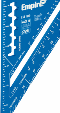 7 Inch True Blue® Laser Etched Rafter Square, Anodized Aluminum, 15% Wider Heel