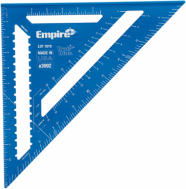 12 Inch True Blue® Laser Etched Rafter Square, Anodized Aluminum, Hi-Visibility Markings