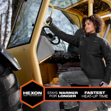 M12 Women's Heated AXIS Jacket - Gray XL, 12V, 5 Heating Zones, Machine Washable