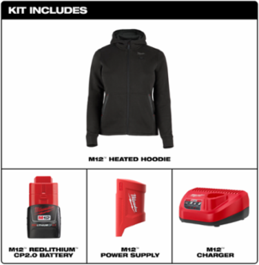 M12™ Women's Heated Hoodie - Black XS