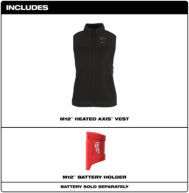 M12 Women's Heated AXIS Vest - Black XL, 2 Heat Zones, Insulated