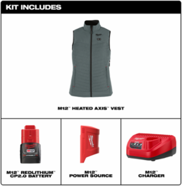 M12 Women's Heated AXIS Vest - Large, 2 Heating Zones, Water Resistant, 8 Hr Battery Life