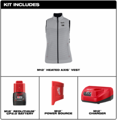 M12 Women's Heated AXIS Vest - Gray XL, 2 Heat Zones, Water Resistant