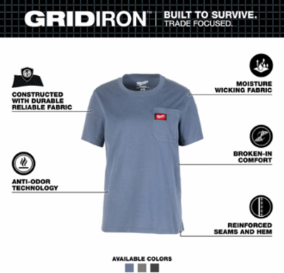 Women's GRIDIRON™ Pocket T-Shirt - Short Sleeve Blue XS