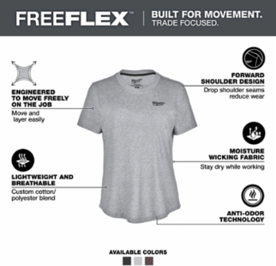 Women's FREEFLEX™ Hybrid Tee - Short Sleeve Gray L