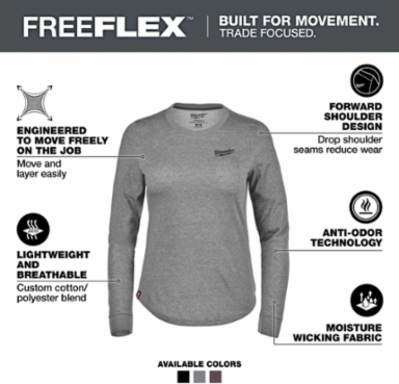 Women's FREEFLEX™ Hybrid Tee - Long Sleeve Gray XS
