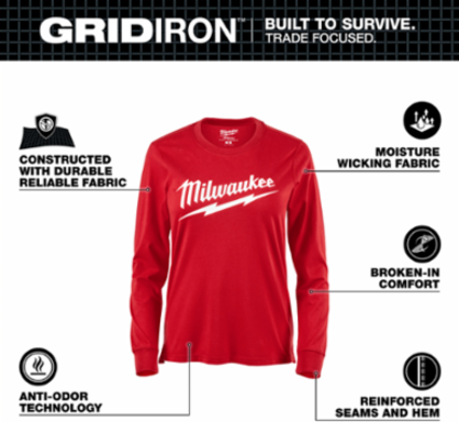 Women's GRIDIRON™ Logo Tee - Long Sleeve Red XS