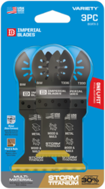 One FitTM Storm Titanium Oscillating Blade Set, 3-Piece (1.75", 1.25", 1.125")