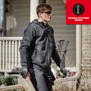 GRIDIRON™ Full-Zip Hoodie - Black, 3X Size, Heavyweight Fabric