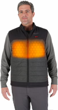 M12 Heated AXIS Vest, Gray Small, 2 Heat Zones, HEXON HEAT TECHNOLOGY, 8hr Battery Life