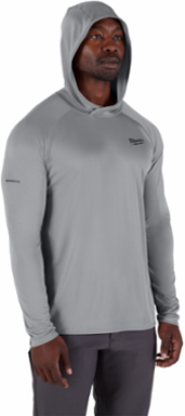 WORKSKINTM Hooded Sun Shirt, Medium, Gray, UPF 50+ Protection, Quick Dry