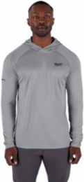 WORKSKINTM Hooded Sun Shirt, Medium, Gray, UPF 50+ Protection, Quick Dry