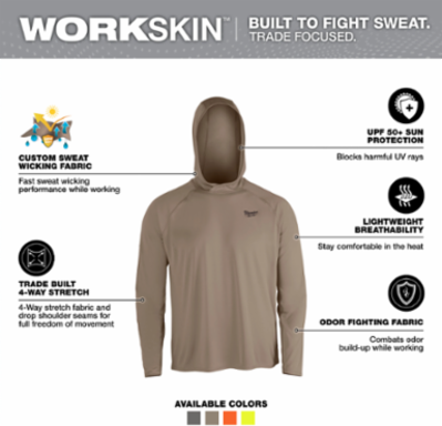 WORKSKIN™ Hooded Sun Shirt - SANDSTONE 2X