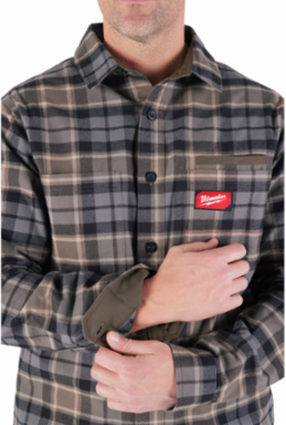 GRIDIRON Flannel Shirt - Gray Medium, 100% Cotton, 3-Pocket Design