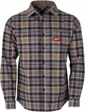 GRIDIRON Flannel Shirt - Gray Medium, 100% Cotton, 3-Pocket Design