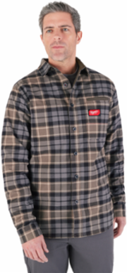 GRIDIRON Flannel Shirt - Gray Medium, 100% Cotton, 3-Pocket Design