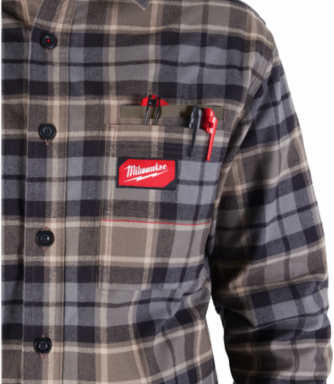 GRIDIRONTM Flannel Shirt Gray XL, 100% Cotton, 3-Pocket Design