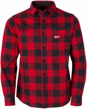 GRIDIRONTM Flannel Shirt - Red, Large, 100% Cotton, Long Sleeve