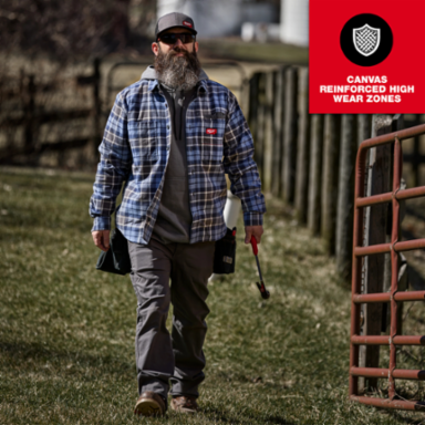 GRIDIRONTM Flannel Shirt - Medium, 100% Cotton, Wind Resistant, 3-Pocket Design