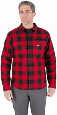 GRIDIRONTM Flannel Shirt - Red, Small, 100% Cotton, 3-Pocket Design