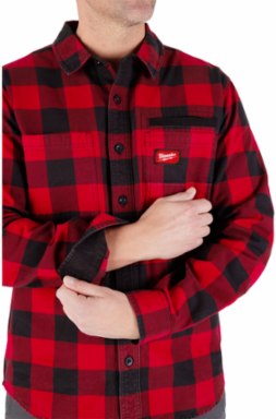 GRIDIRONTM Flannel Shirt Red X-Large, 100% Cotton Heavyweight Fabric, 3-Pocket Design