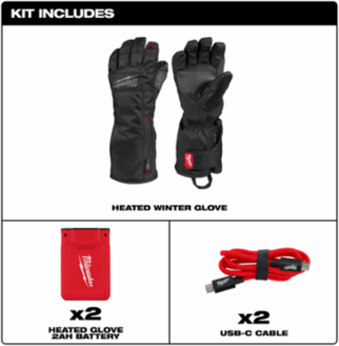 Heated Winter Gloves - Black XL