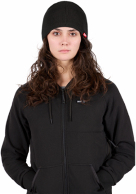 Fleece-Lined Black Beanie, Insulated, One Size Fits Most